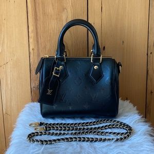 🦄Louis Vuitton Limited Edition Speedy BB Black Monogram Ink Lambskin GHW